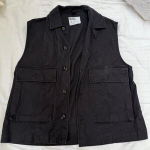 Margaret Howell MHL Men's Black Button-Front Vest